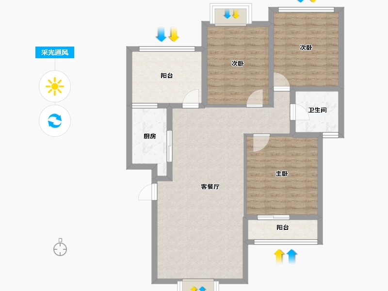 四川省-成都市-香颂湖国际社区-89.61-户型库-采光通风