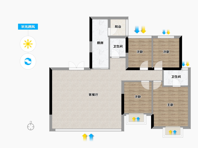 四川省-成都市-兴城人居鎏林语-99.46-户型库-采光通风