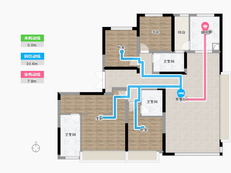 陕西省-西安市-曲江文商·檀境-133.46-户型库-动静线