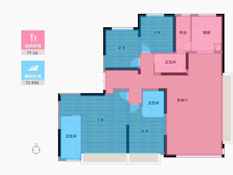 陕西省-西安市-曲江文商·檀境-133.46-户型库-动静分区