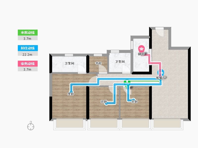 陕西省-西安市-曲江文商·檀境-76.18-户型库-动静线