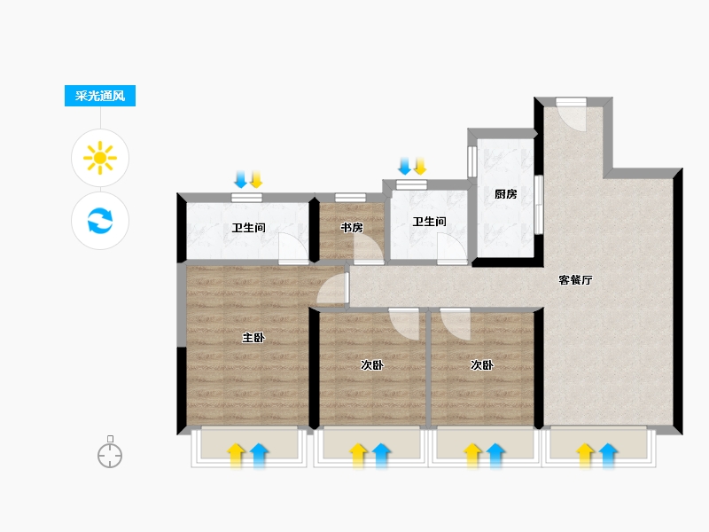 陕西省-西安市-曲江文商·檀境-76.18-户型库-采光通风