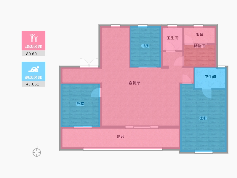 山东省-青岛市-崂山悦府-114.79-户型库-动静分区