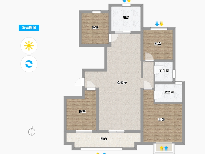 陕西省-西安市-龙记·观湖-101.08-户型库-采光通风