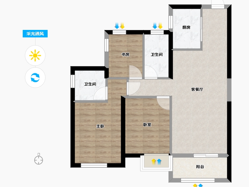 福建省-厦门市-市政国贸海屿原-71.21-户型库-采光通风