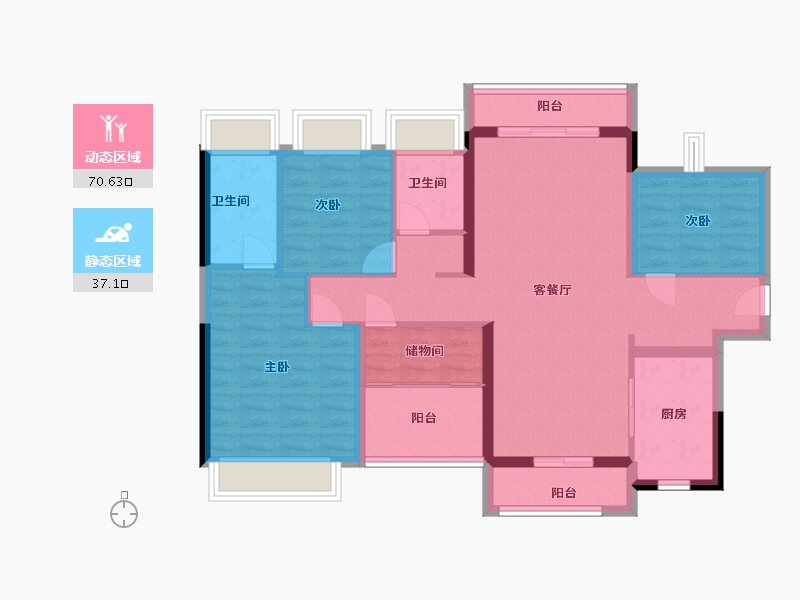 广东省-广州市-龙湖天著-96.00-户型库-动静分区