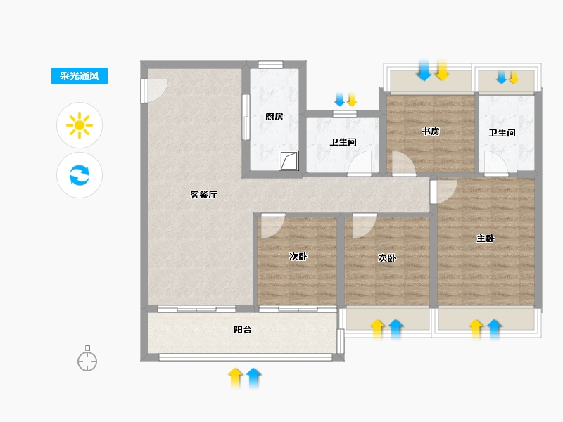 江苏省-苏州市-中交春映东吴-100.00-户型库-采光通风