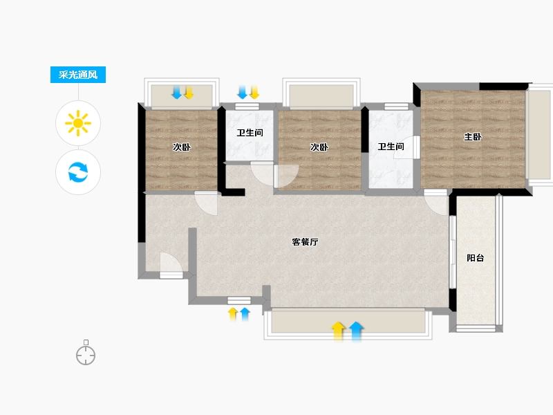 四川省-绵阳市-领地城-77.50-户型库-采光通风