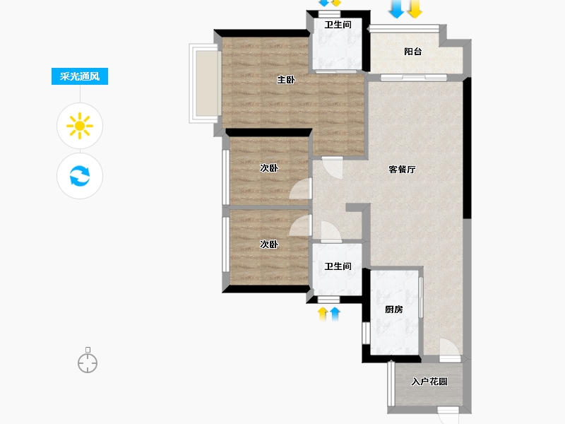 广东省-广州市-万科黄埔新城-74.40-户型库-采光通风