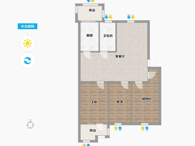 河南省-郑州市-河南省供销合作总社-家属院-94.45-户型库-采光通风