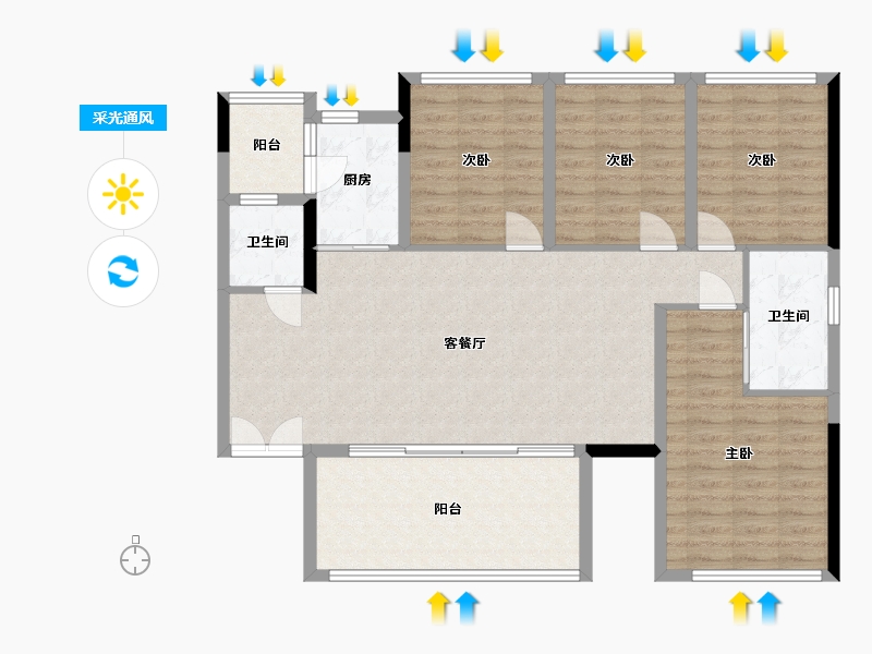 四川省-绵阳市-长虹金嶺1号-111.41-户型库-采光通风