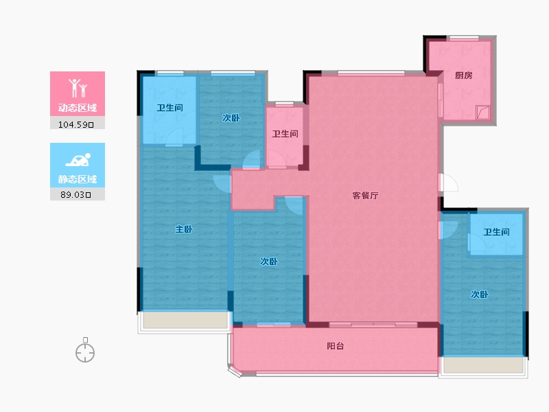 浙江省-台州市-方远朗成·四季辰院-176.98-户型库-动静分区