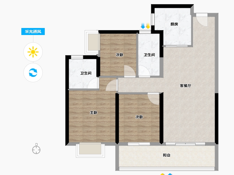 广东省-东莞市-大中阳光壹号-88.00-户型库-采光通风