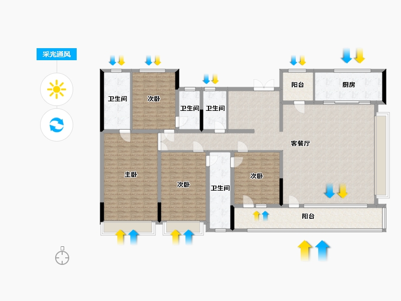 山东省-青岛市-北岸·绿茵城-200.89-户型库-采光通风