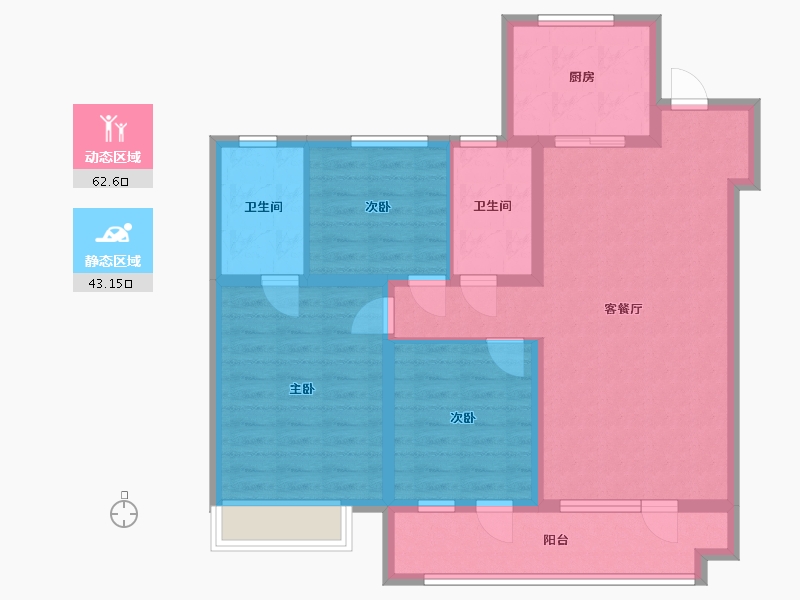 山东省-青岛市-仙居花园-94.24-户型库-动静分区