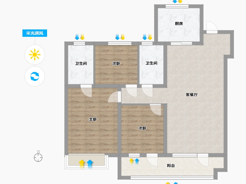 山东省-青岛市-仙居花园-94.24-户型库-采光通风