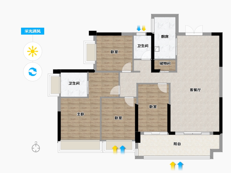 湖南省-郴州市-长信爱莲首府-121.18-户型库-采光通风