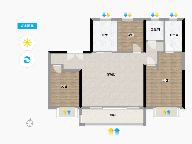 陕西省-西安市-龙记·观湖-93.64-户型库-采光通风