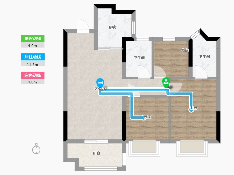 浙江省-嘉兴市-明樾华庭-72.89-户型库-动静线