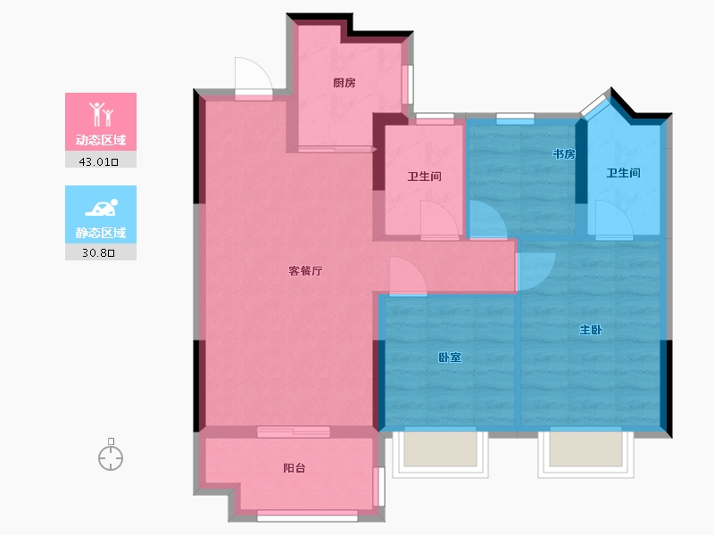 浙江省-嘉兴市-明樾华庭-72.89-户型库-动静分区