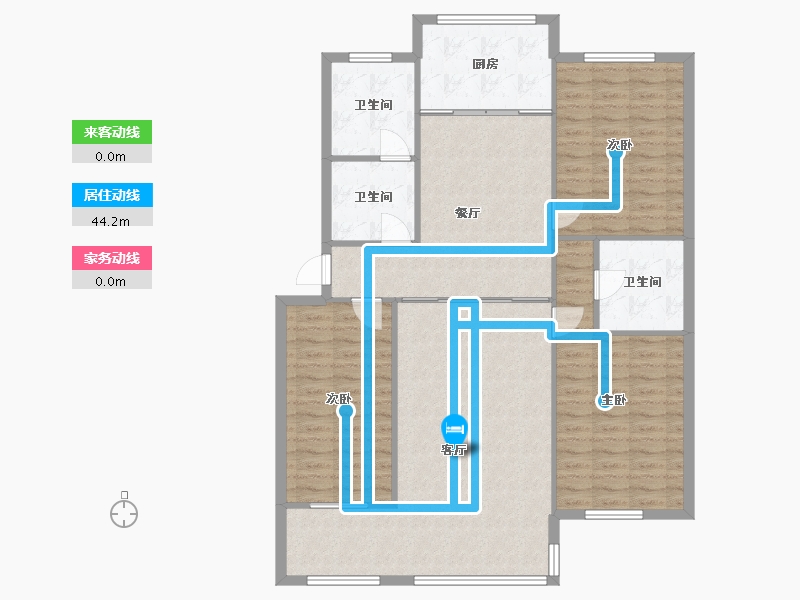 浙江省-金华市-曙光花园-135.00-户型库-动静线