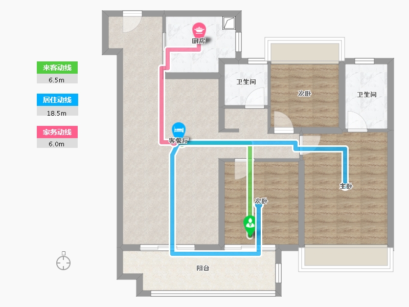 江苏省-淮安市-香溢荣府-92.80-户型库-动静线