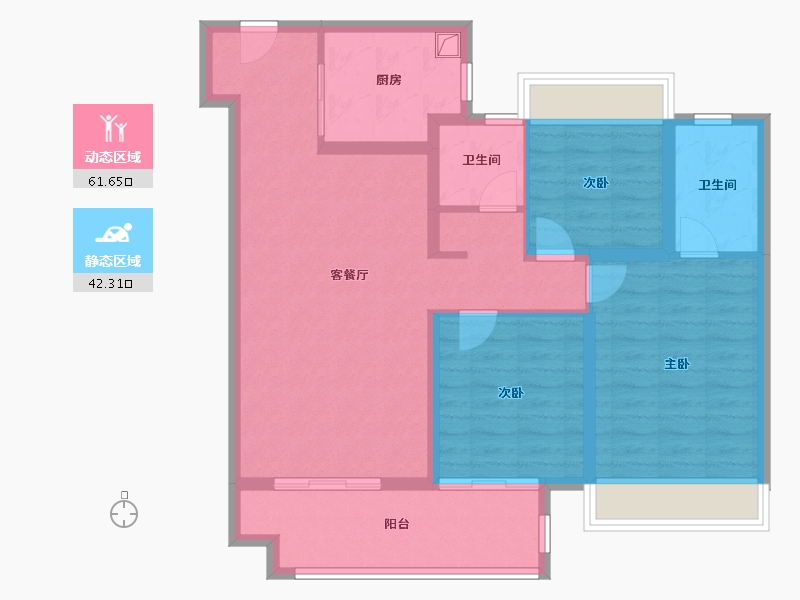 江苏省-淮安市-香溢荣府-92.80-户型库-动静分区