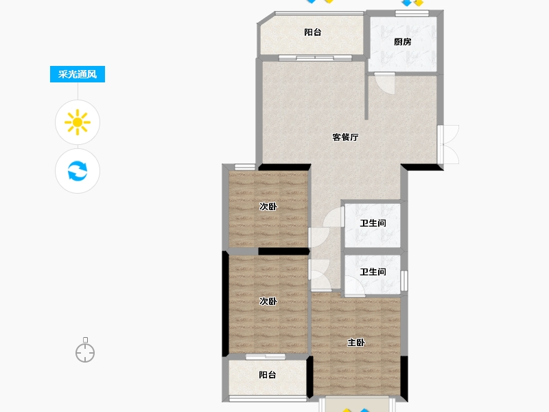 陕西省-汉中市-名仕豪庭-94.40-户型库-采光通风