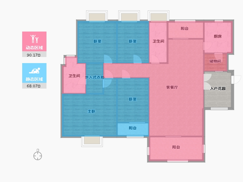 重庆-重庆市-湖岸家园B区-150.00-户型库-动静分区