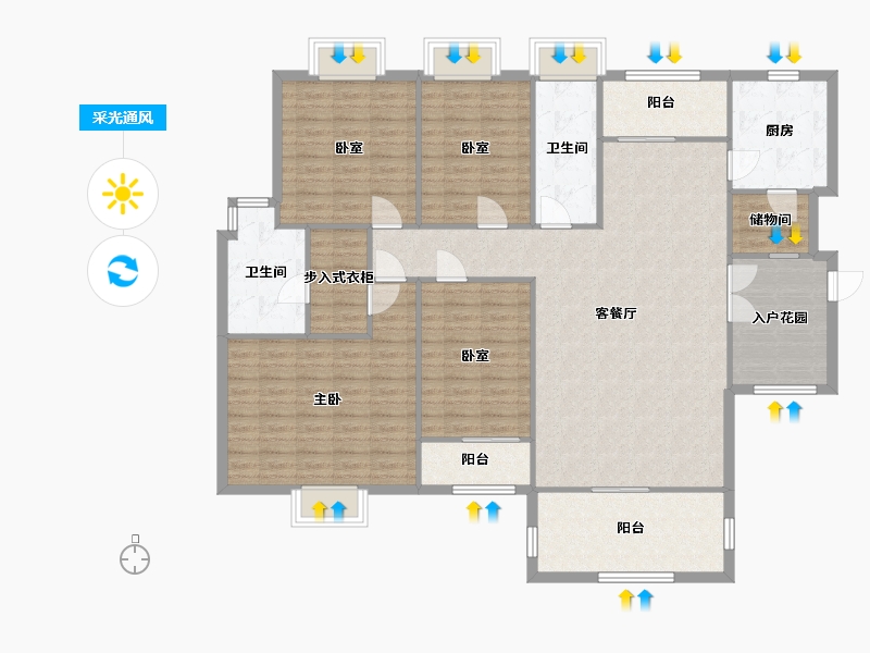 重庆-重庆市-湖岸家园B区-150.00-户型库-采光通风