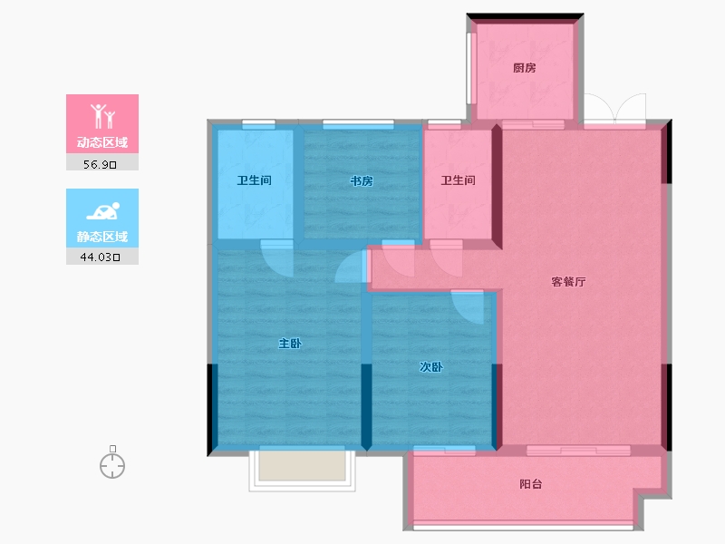 河南省-南阳市-建业大城小院-90.40-户型库-动静分区