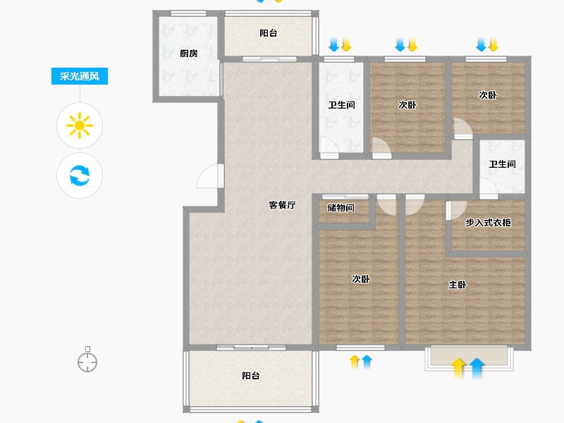 陕西省-西安市-泾干学府-168.34-户型库-采光通风