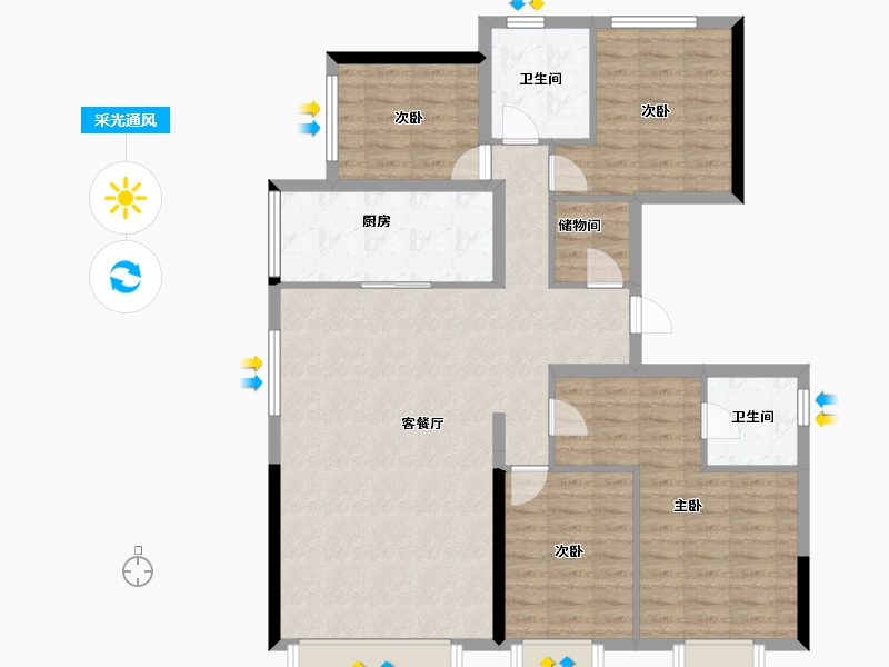 河北省-保定市-康城·璟宸河府二期-113.13-户型库-采光通风