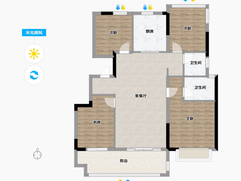 安徽省-合肥市-鹭湖花园-110.00-户型库-采光通风