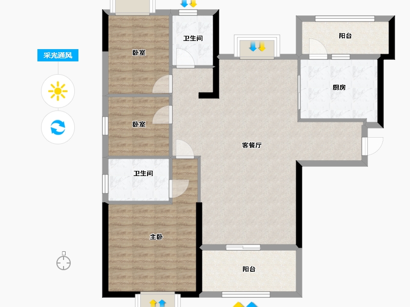 福建省-三明市-恒大御龙天峰-107.36-户型库-采光通风