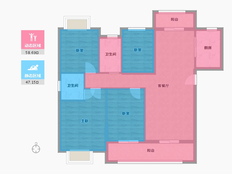 福建省-三明市-水岸幸福里-94.40-户型库-动静分区