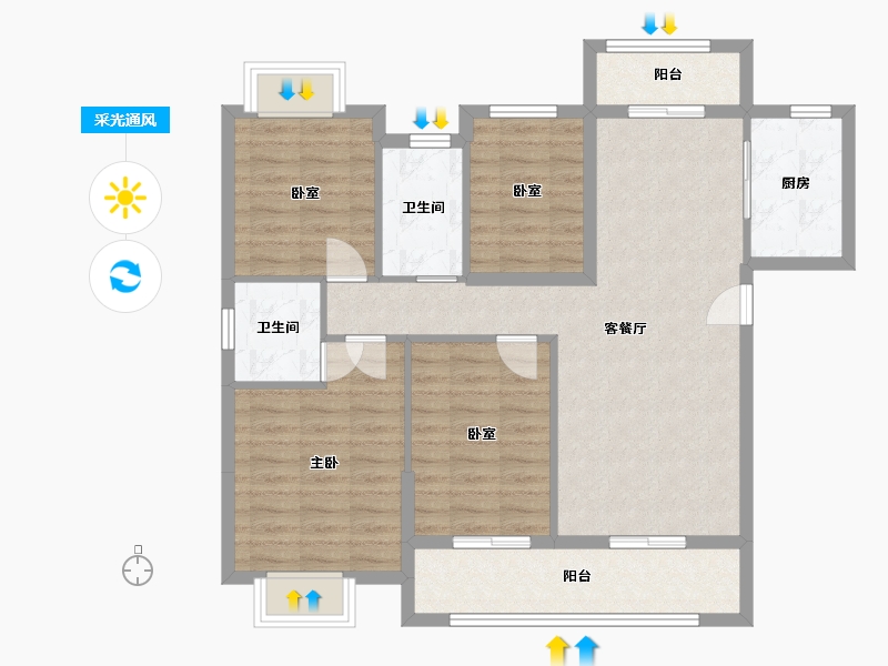 福建省-三明市-水岸幸福里-94.40-户型库-采光通风