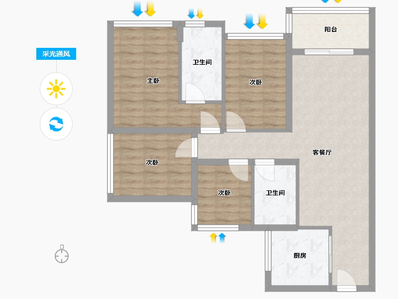 广东省-广州市-保利天汇三期-83.20-户型库-采光通风