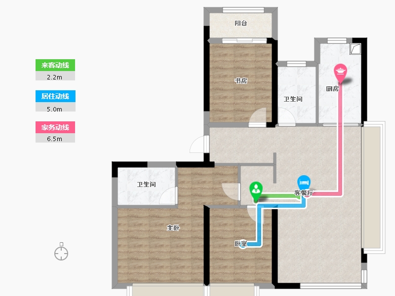 陕西省-西安市-曲江文商·檀境-93.69-户型库-动静线