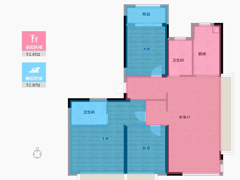 陕西省-西安市-曲江文商·檀境-93.69-户型库-动静分区