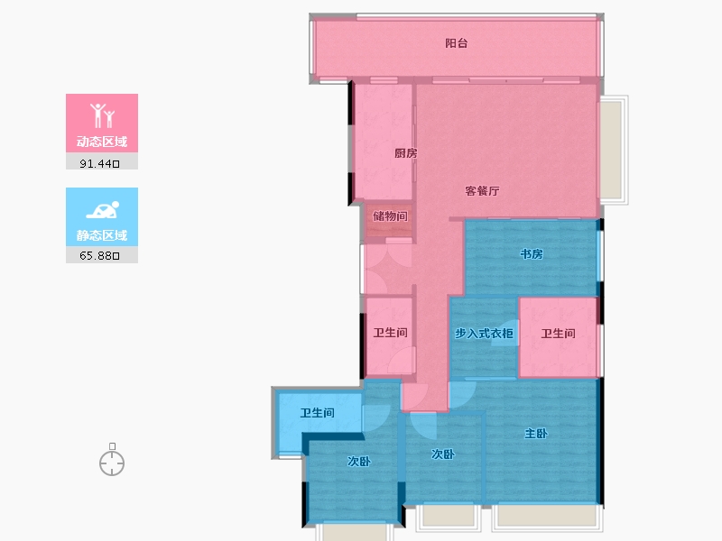 广东省-东莞市-保利和悦滨江-144.00-户型库-动静分区