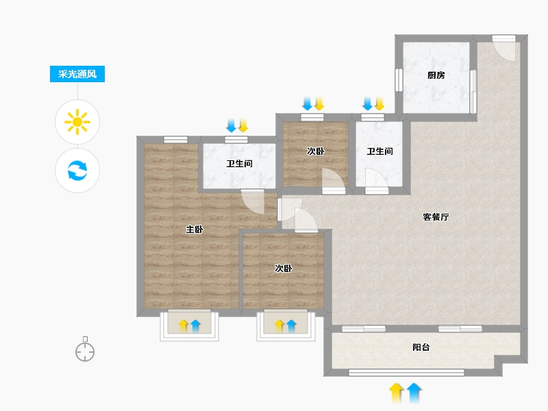 广东省-佛山市-三龙湾保利和颂-95.94-户型库-采光通风