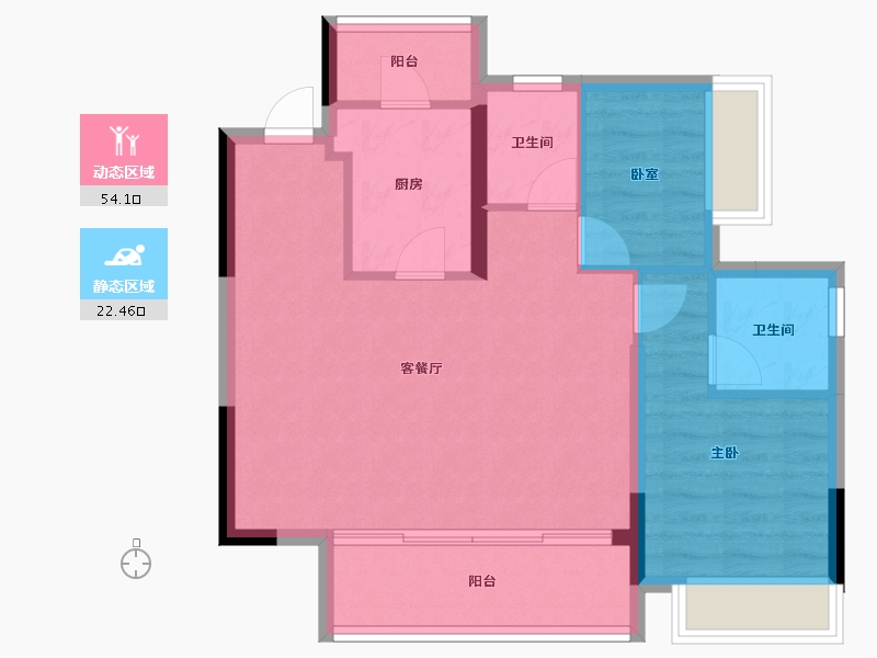 重庆-重庆市-洺悦城-68.87-户型库-动静分区