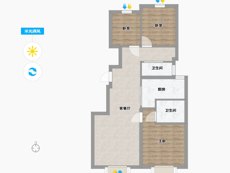 北京-北京市-越秀·星樾-64.19-户型库-采光通风