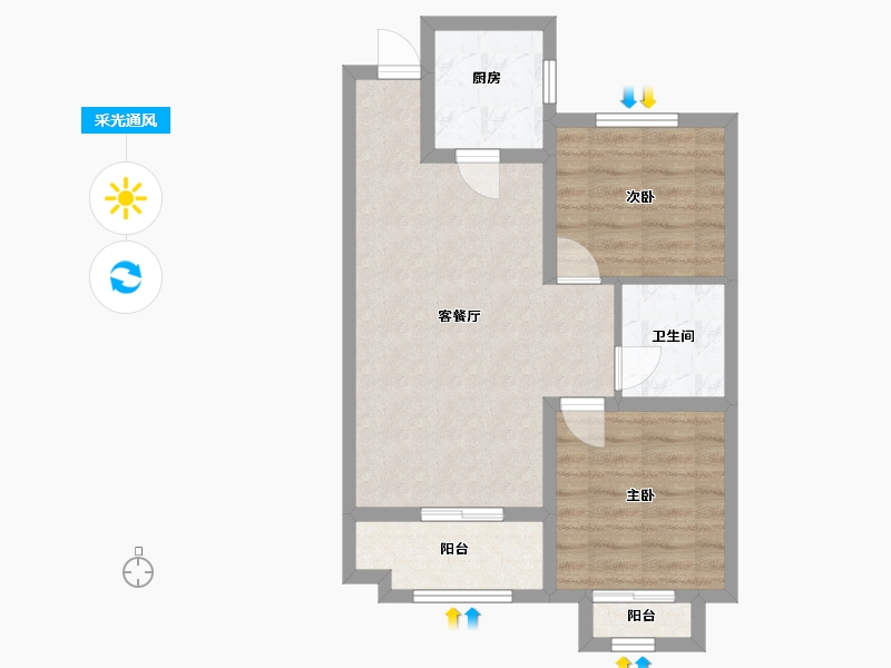 山西省-太原市-华峪南区-58.95-户型库-采光通风