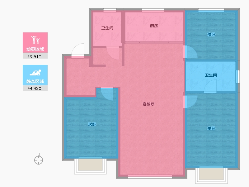 天津-天津市-龙湖·青云阙-88.80-户型库-动静分区