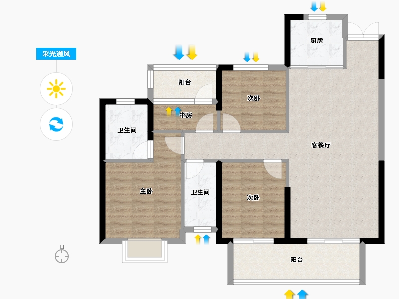 湖南省-邵阳市-邵阳湾田·望江府-96.23-户型库-采光通风