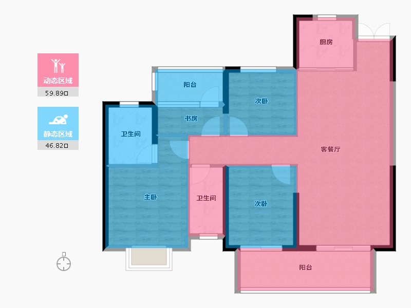 湖南省-邵阳市-邵阳湾田·望江府-96.23-户型库-动静分区