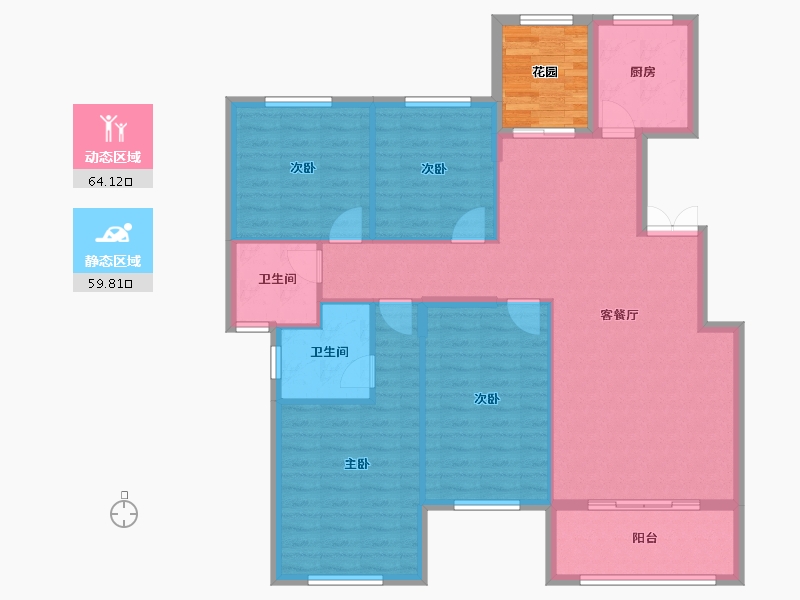 湖北省-咸宁市-文博园-113.96-户型库-动静分区