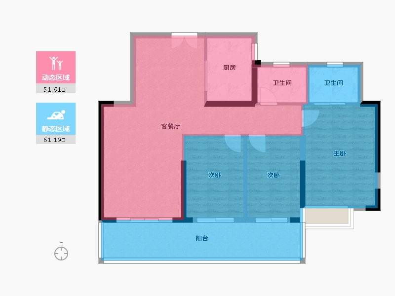 湖北省-仙桃市-蓝天白云-102.46-户型库-动静分区